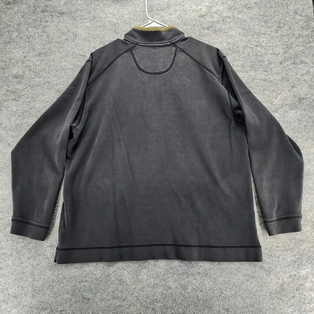 Tommy Bahama Sweatshirt Mens Large Quarter Zip Long Sleeve Black Gray
